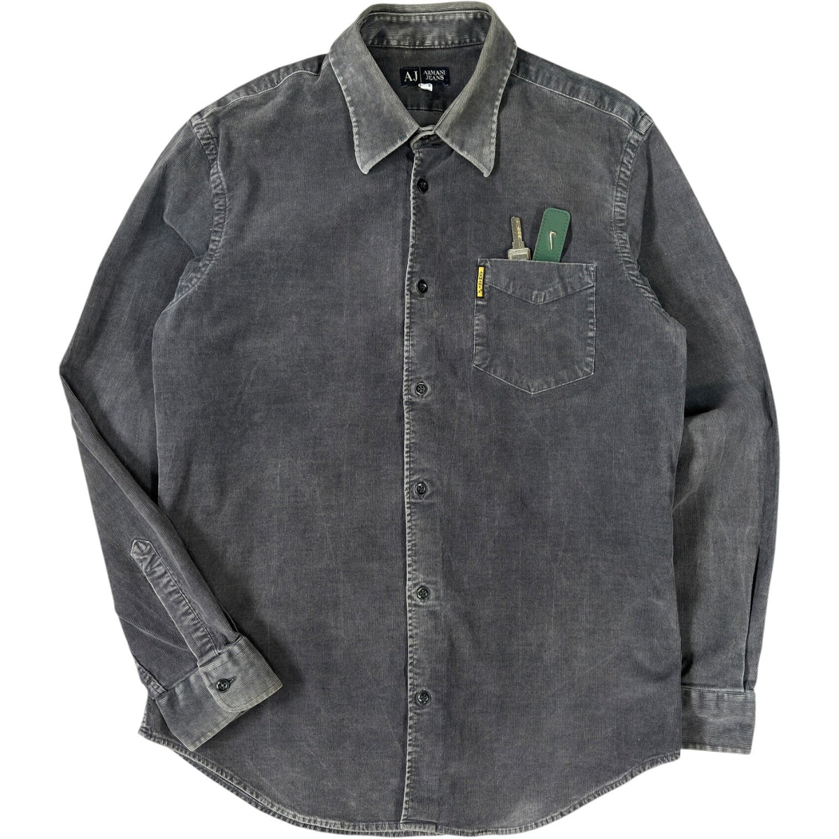 Armani Jeans 00’s Mini Corduroy Shirt M | Medium, Charcoal
