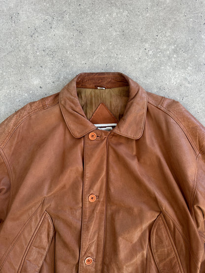 Vintage 1980s Leather Bomber Jacket - L