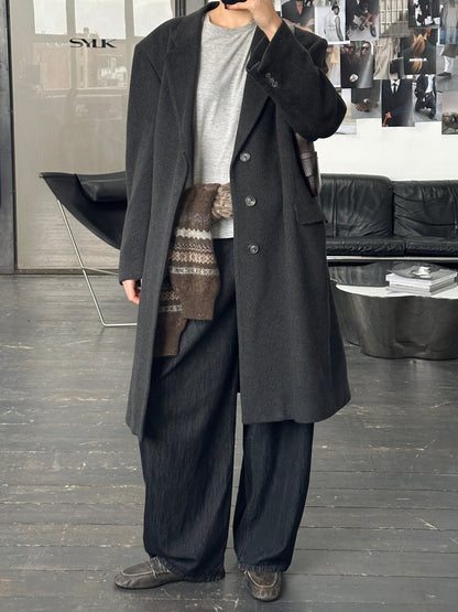 Vintage 1980s Pure Cashmere Concealed Placket Coat - XL