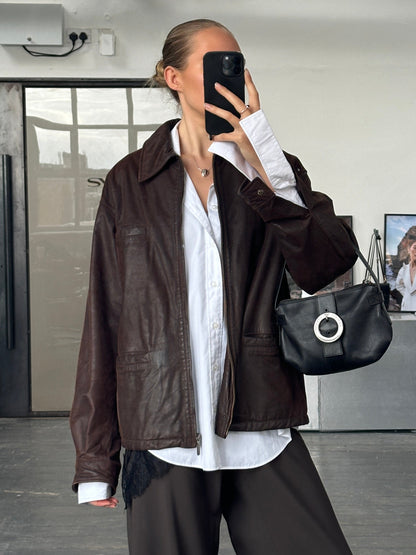 Versace Jeans Couture 1990s Boxy Leather Jacket - L