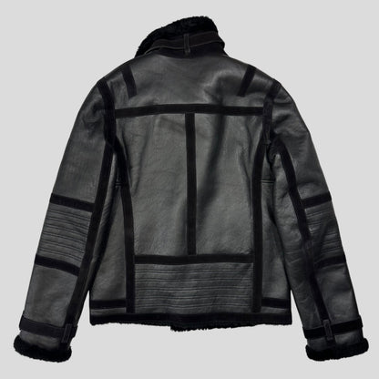 Neil Barrett Leather Lambskin Shearling Asymetrical Biker Jacket - S | Default Title, Black