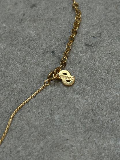 Christian Dior 16” Gold Plated Logo Pendant Necklace