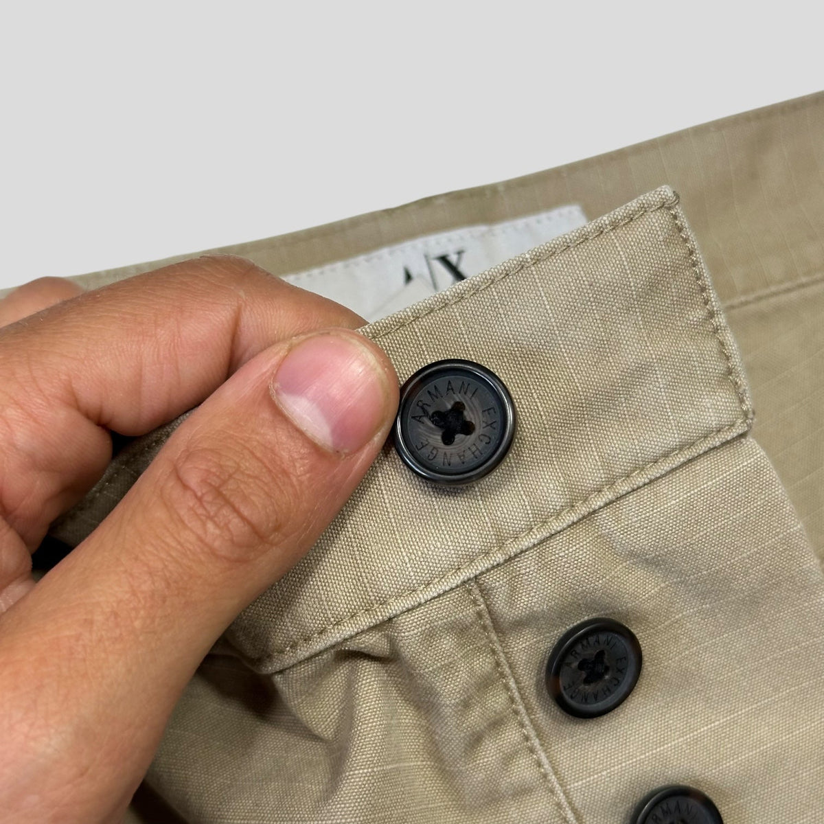 Armani 90’s Cotton Ripstop Cargo Trousers - 34 | W34, Beige
