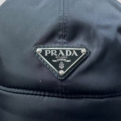 Prada Milano FW19 Mohair & Wool Triangle Logo Nylon Trapper Hat - S/M