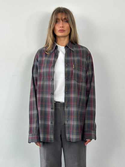 Armani Jeans 2000s Check Pure Cotton Flannel Logo Shirt - L