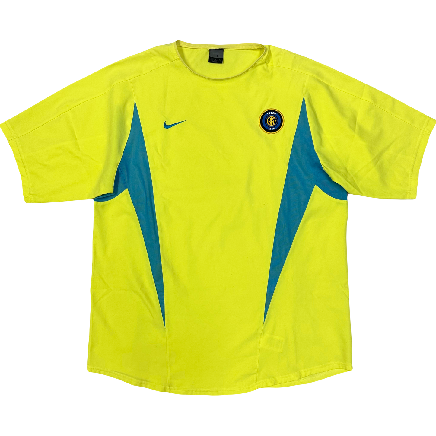 Nike Inter Milan 2002 Training shirt In Neon Yellow & Blue ( L )