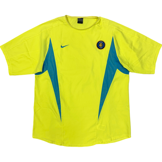 Nike Inter Milan 2002 Training shirt In Neon Yellow & Blue ( L )