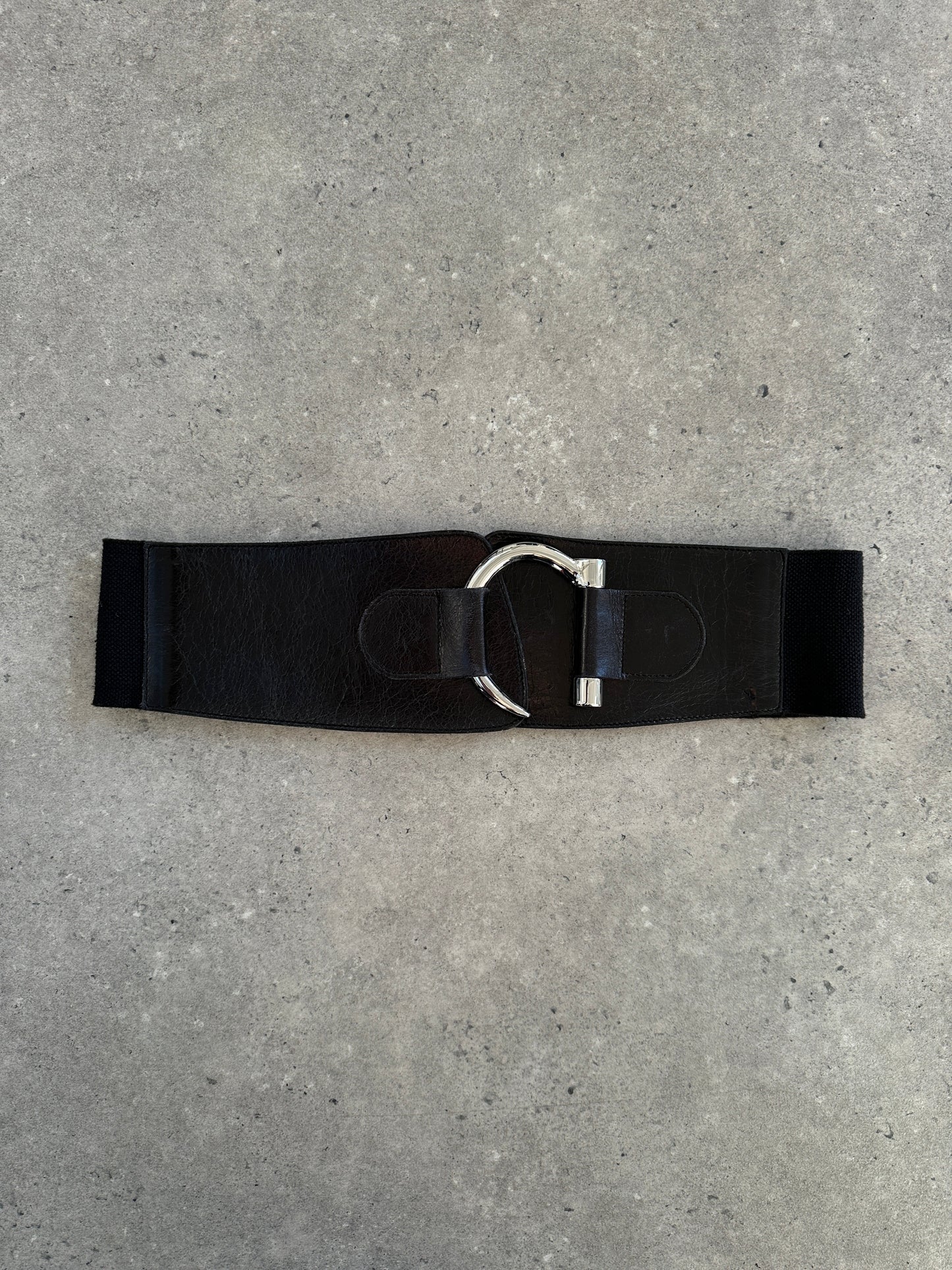 Vintage 1990s Elasticated Leather Belt - W28-32
