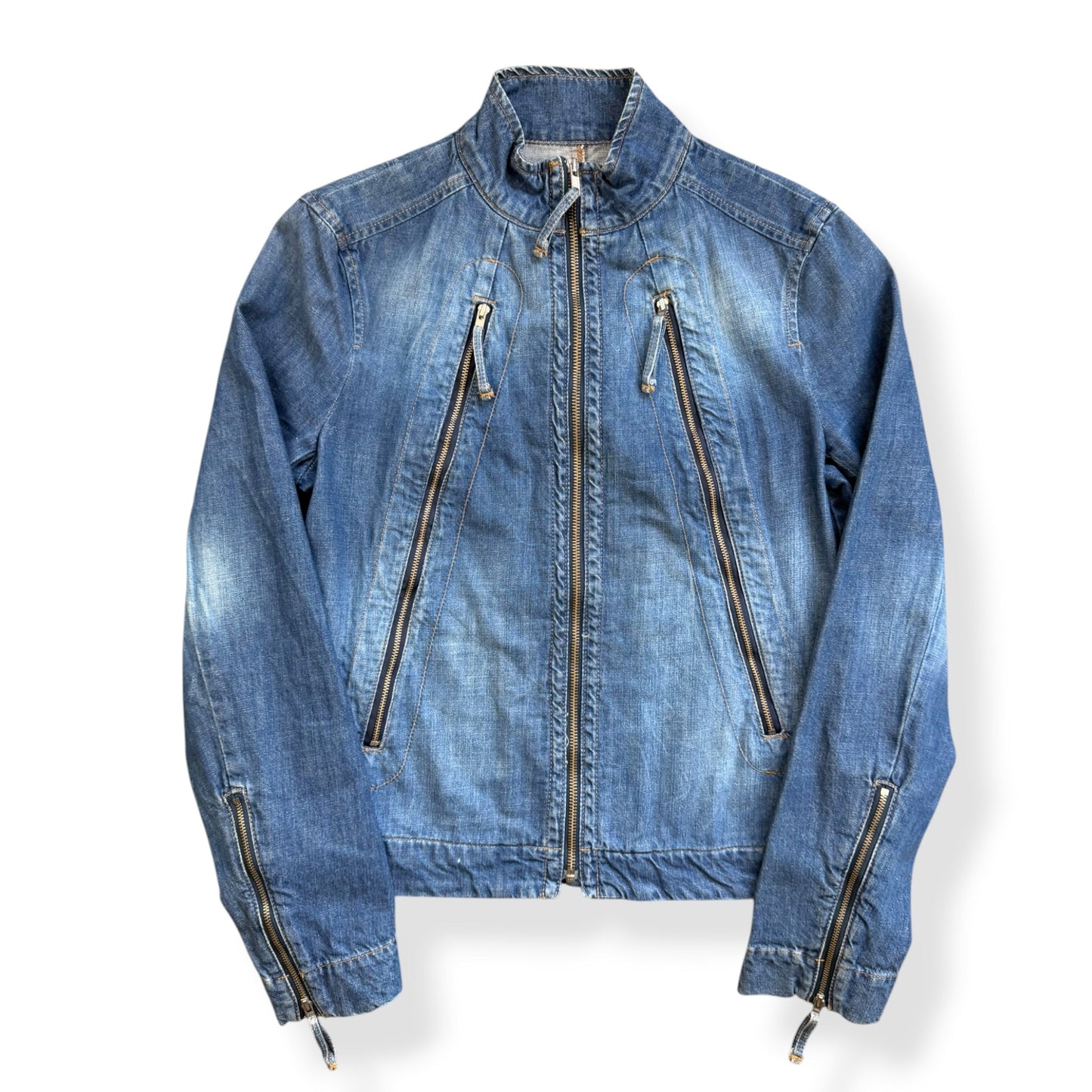 2000's FCUK Jeans Denim Moto Jacket (S) | Default Title, Blue