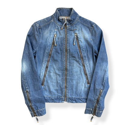 2000's FCUK Jeans Denim Moto Jacket (S) | Default Title, Blue