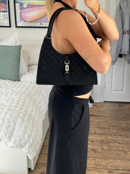 2000s Gucci Monogram Black Jackie Bardot Handbag | O/S, Multicoloured