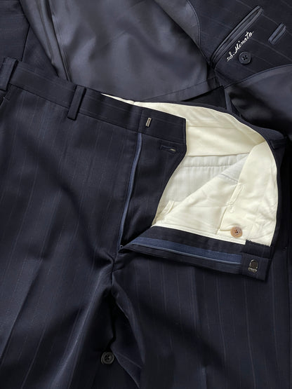 Burberry 1990s Pure Wool Stripe Double Breasted Suit - 36S/W28