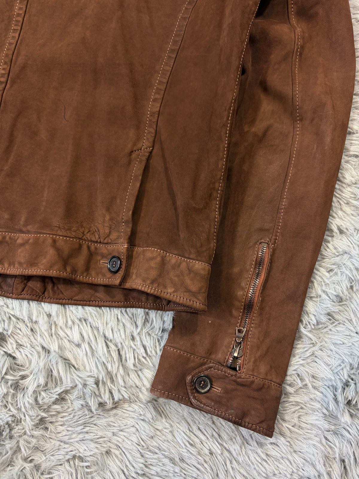 Neil Barrett 2006 Brad Pitt Suede Leather Multipocket Moto Jacket - M | Large, Brown