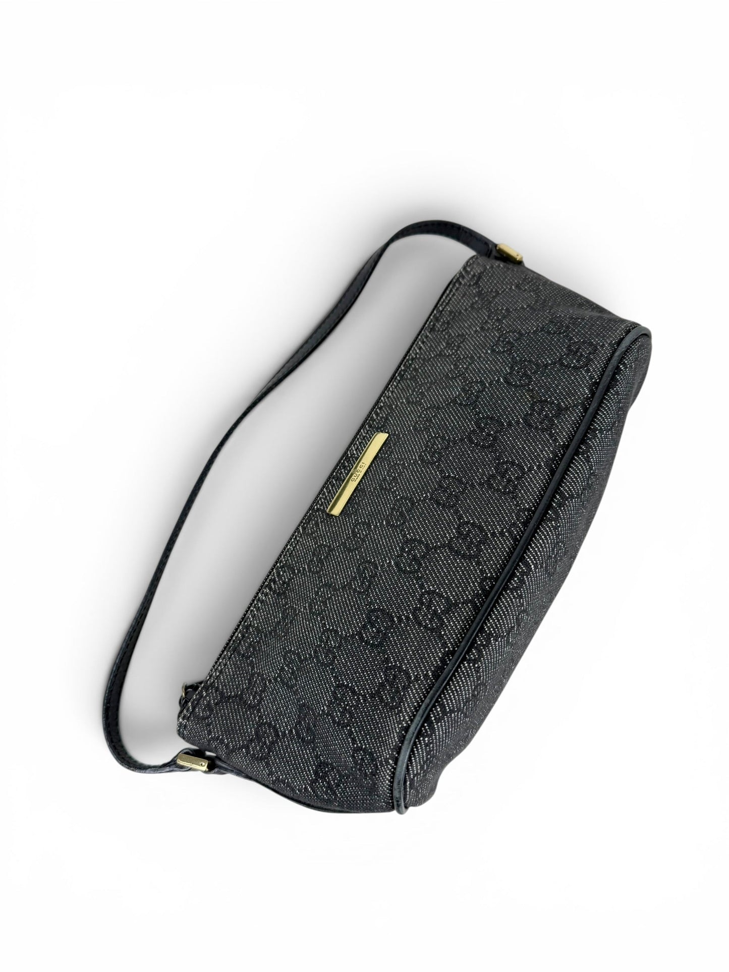 2000s Gucci Monogram Black/Grey Pochette Boat Bag | O/S, Multicoloured