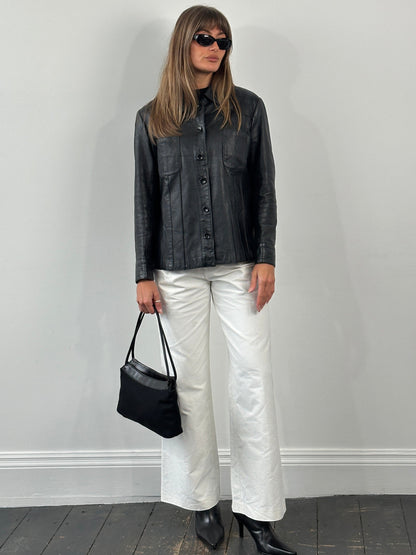 Vintage 1990s Dagger Collar Leather Jacket - M