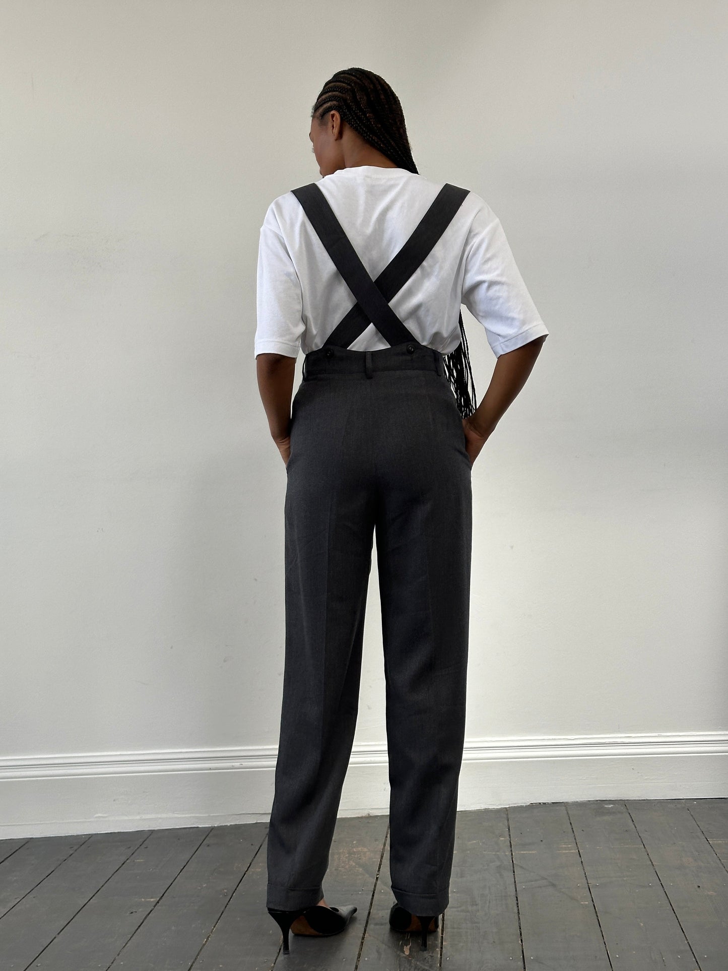Vintage 1990s Pleated Detectable Braces Tailored Trousers - W26
