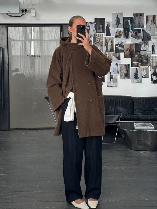 Max Mara Weekend 2000s Wool Hooded Double Breasted Coat - M