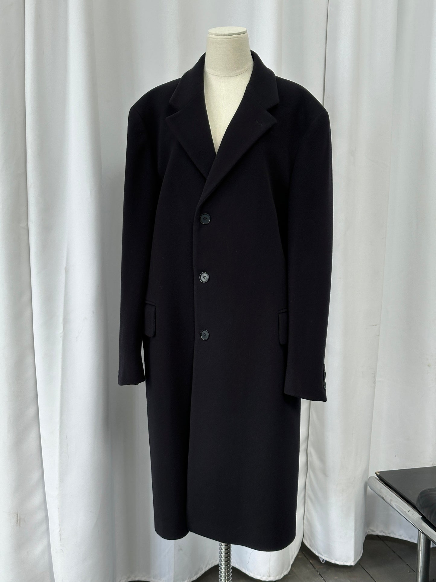 Emporio Armani 1990s Wool Cashmere Single Breasted Coat - XL