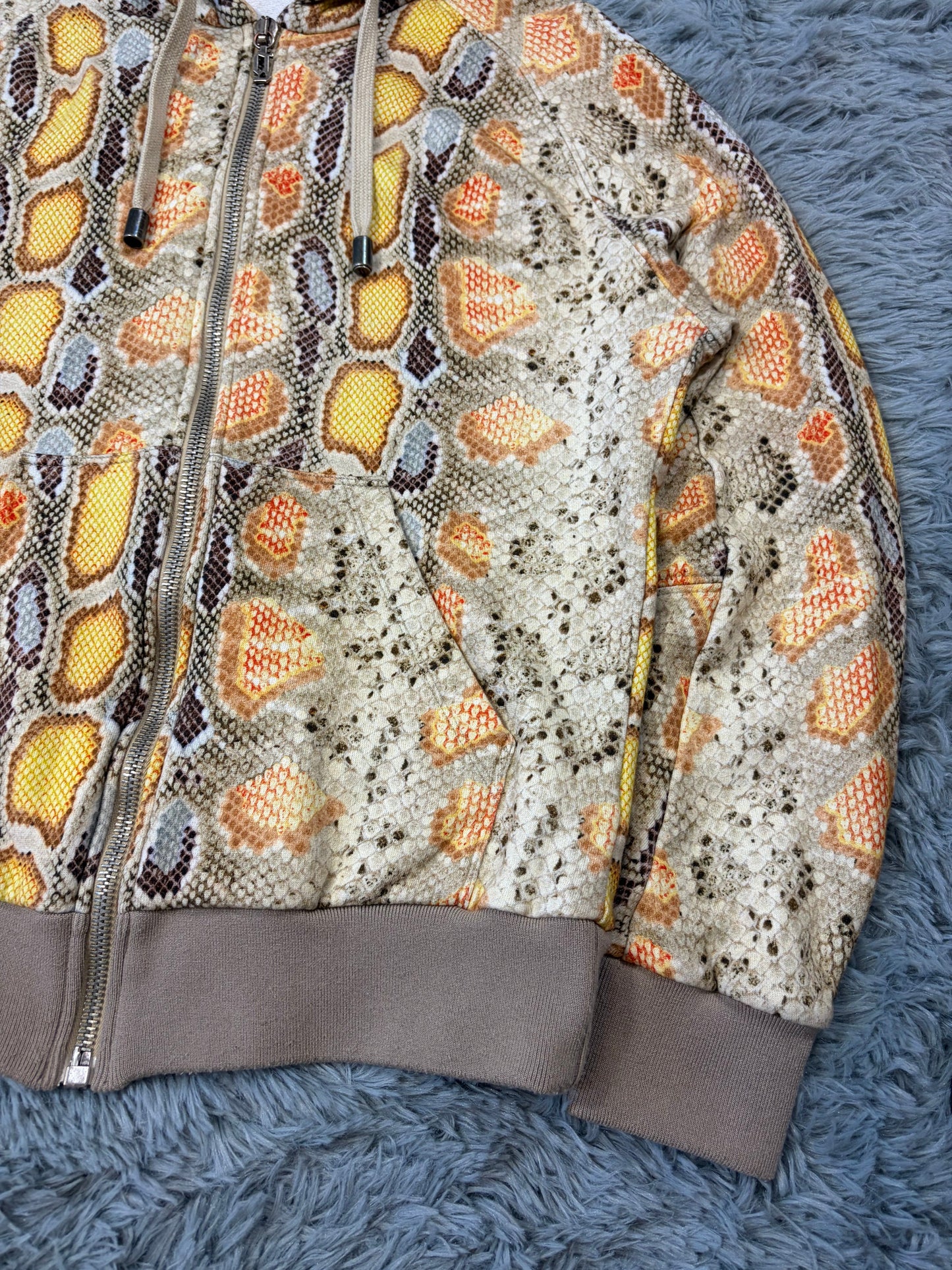 John Galliano 00’s Python Print Zip-up Boxy Hoodie - S | O/S, Multicolour