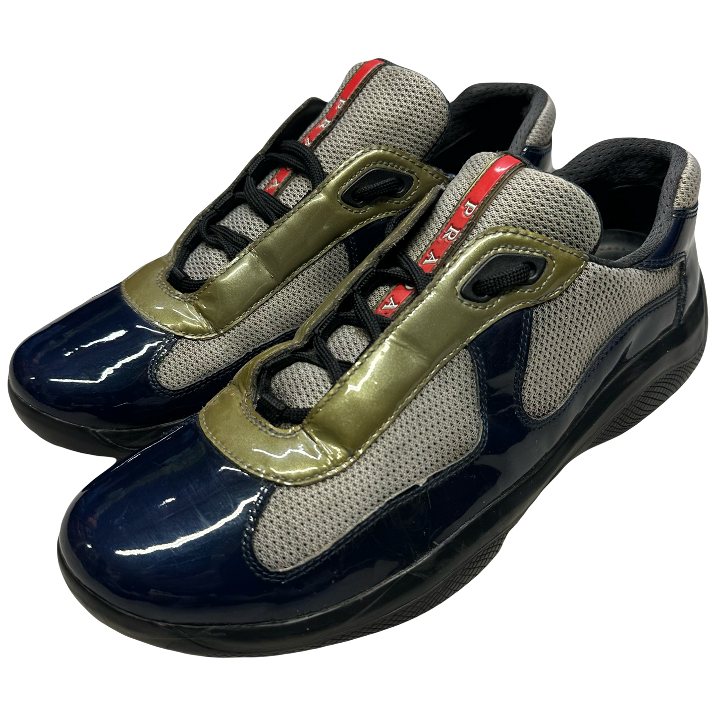 Prada America’s Cup Sneakers In Navy & Olive (7UK/8US) | UK 7, Navy