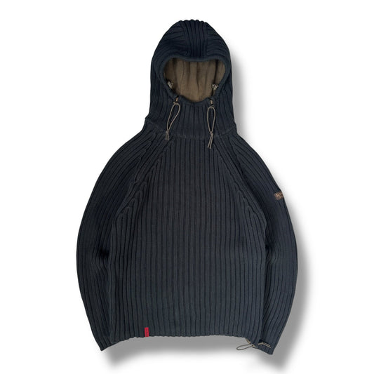 Schott NYC 00’s Dual Zip Knitted Balaclava Hoodie L | Large, Charcoal