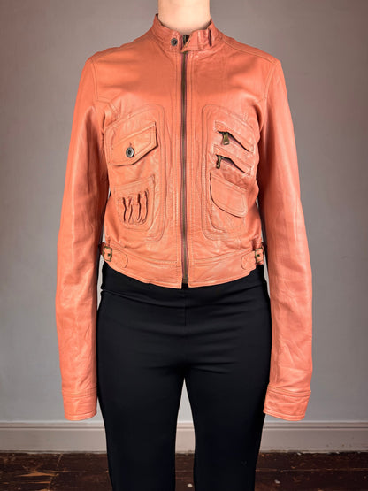 D&G 2000s salmon pink leather utility jacket | Salmon Pink, Salmon Pink