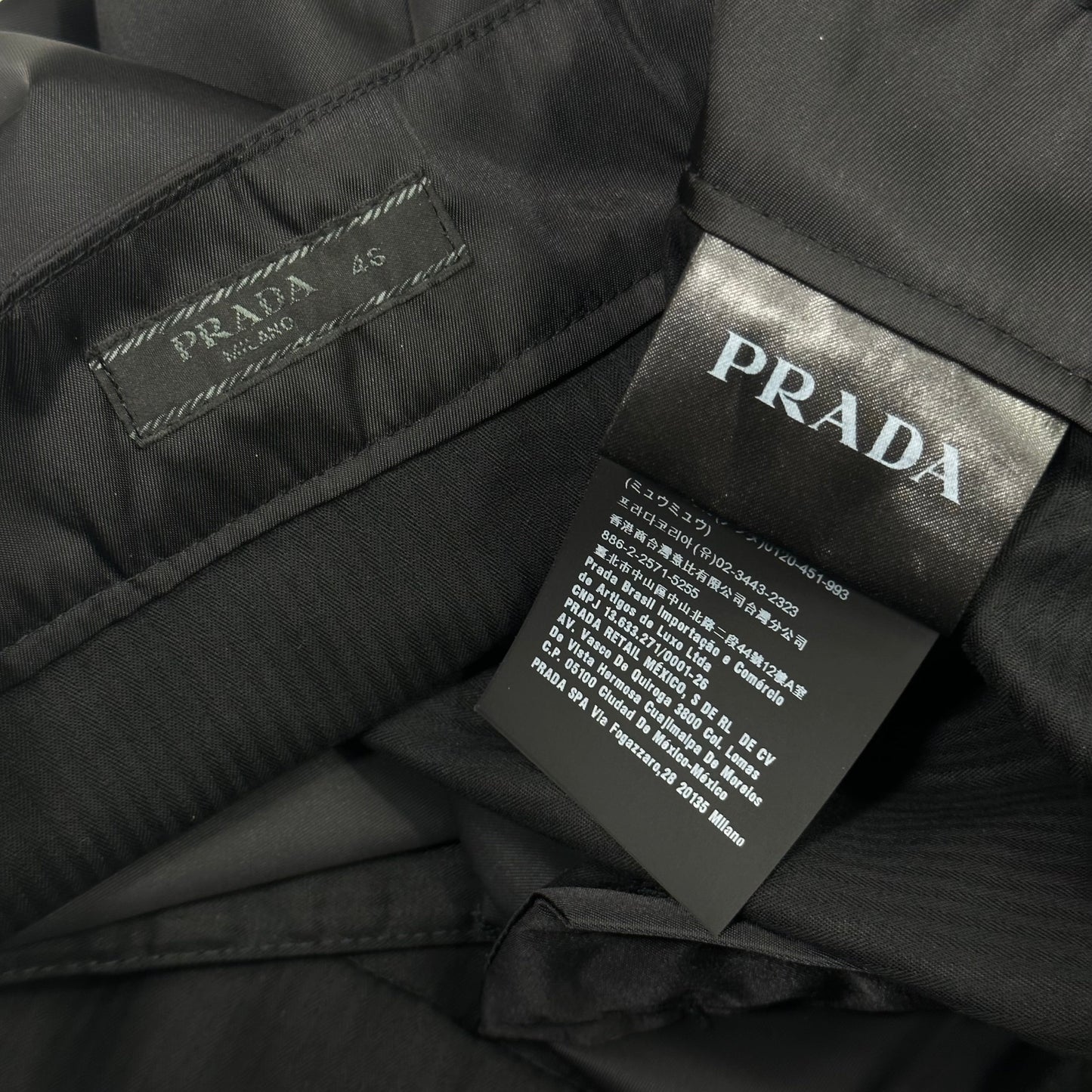 Prada Milano 2019 Nylon Gabardine Plaque Logo Trousers - IT46