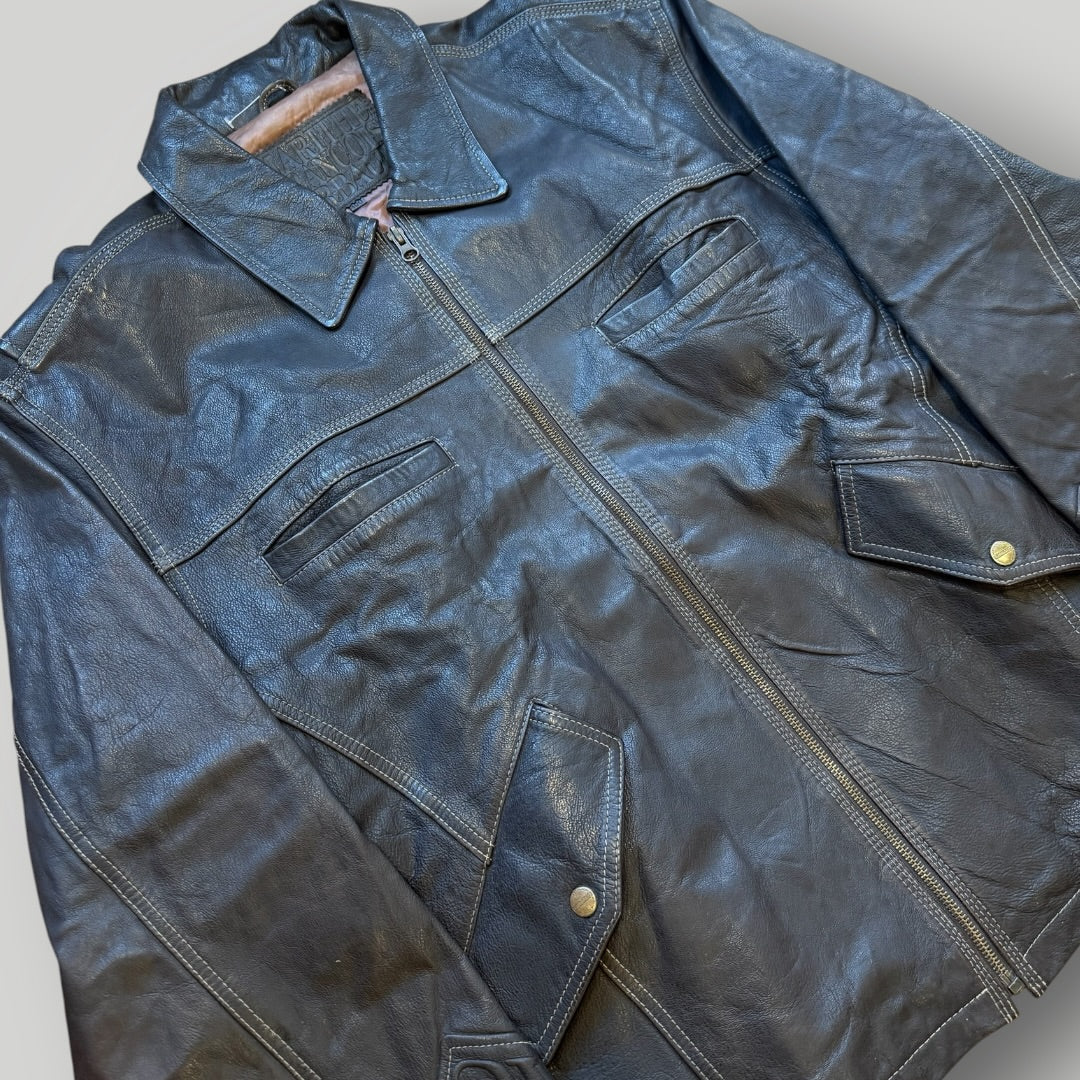 Marithé François Girbaud 1990's Leather Embossed Jacket L/XL