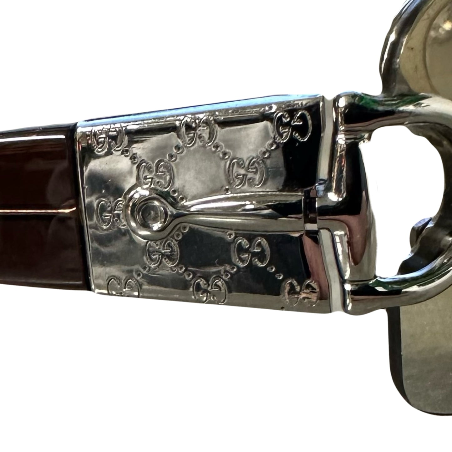 Gucci Monogram Sunglasses In Brown & Silver