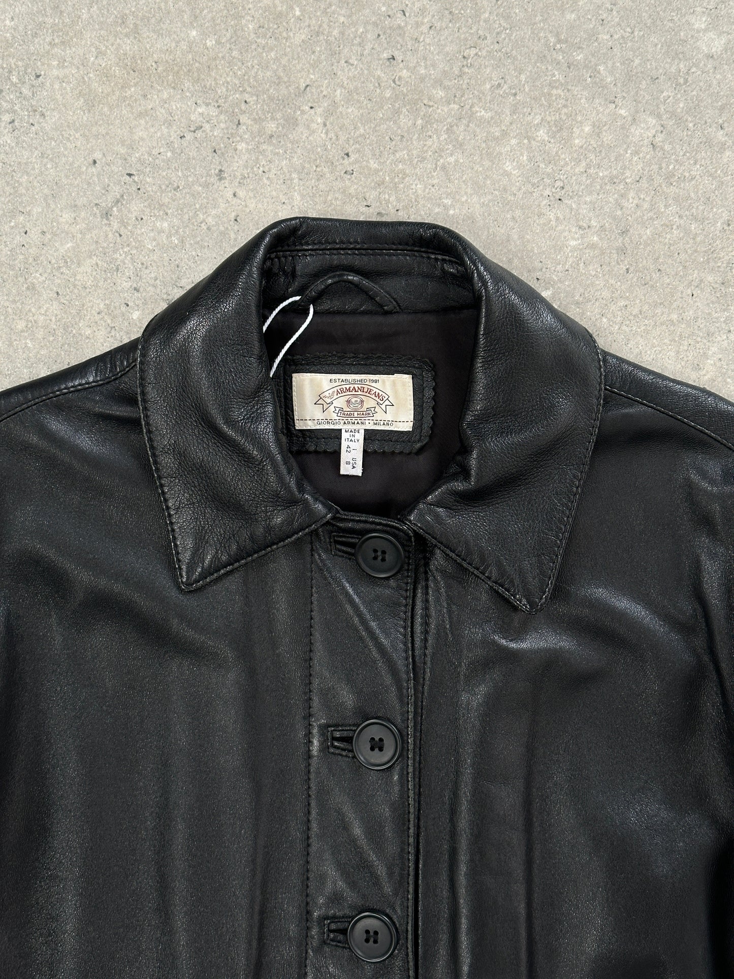 Armani Jeans Button Up Leather Jacket