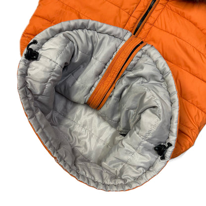 Schott Puffer Jacket With Fur Hood In Orange ( S )