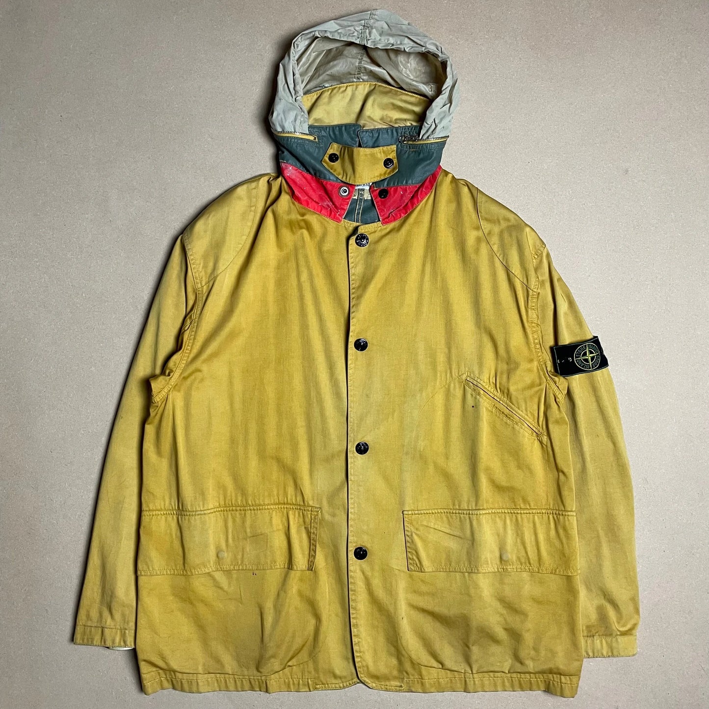 S/S 1990 Gold Yellow Hidden Reflective Collar Raso Gommato Safety Jacket