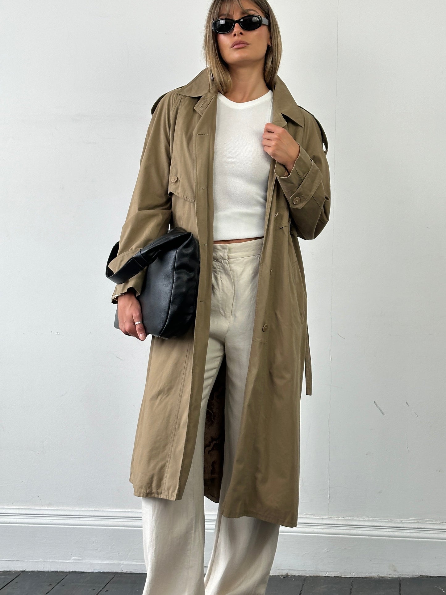 Vintage Pure Cotton Single Breasted Belted Trench Coat - L