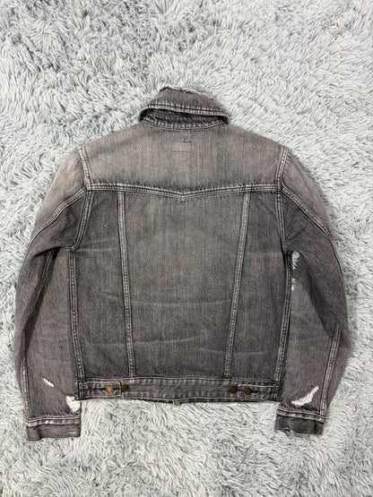 Saint Laurent 2017 Distressed Denim Grey Trucker Jacket - S | O/S, Black