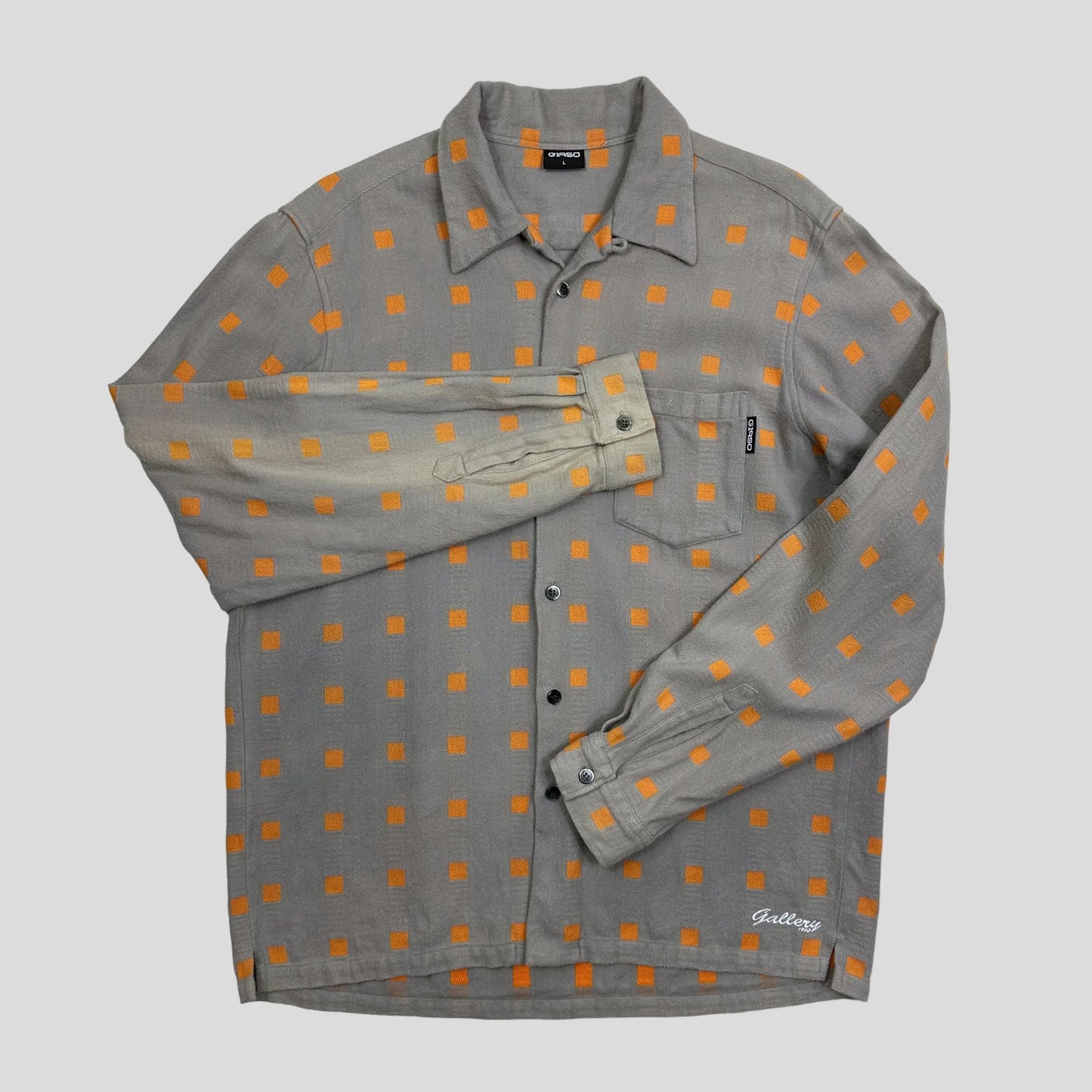 Gallery 1950 00’s Embroidered Squares Heavy Cotton Shirt - L