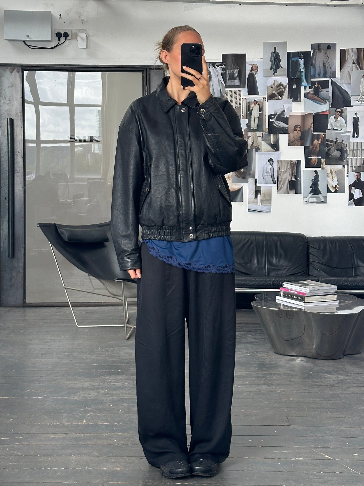 Vintage 1990s Leather Blouson Bomber Jacket - L