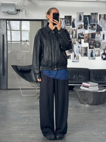 Vintage 1990s Leather Blouson Bomber Jacket - L