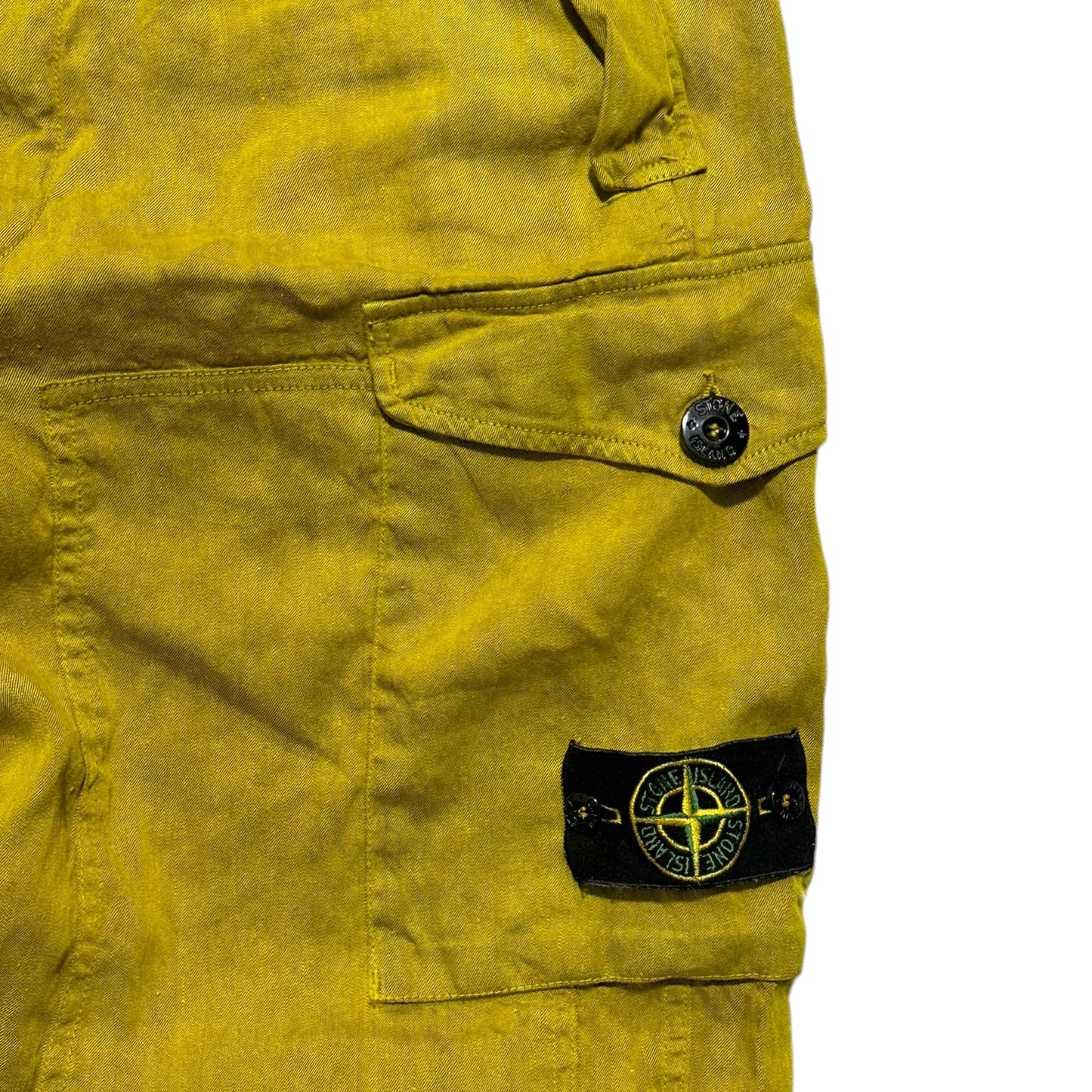 Stone Island Straight Leg Linen Cargo Trousers