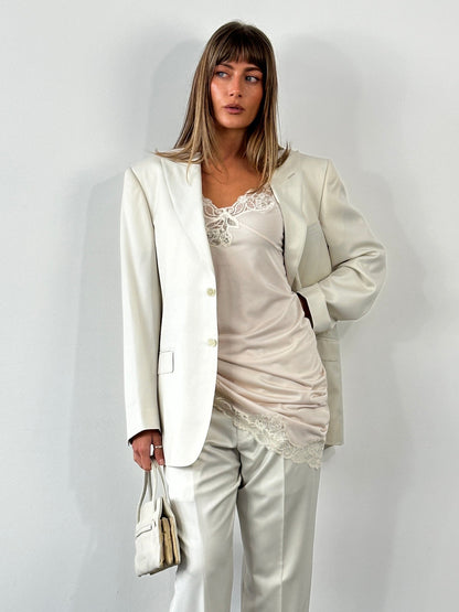 Japanese Vintage 1980s Lace Satin Slip Dress - M