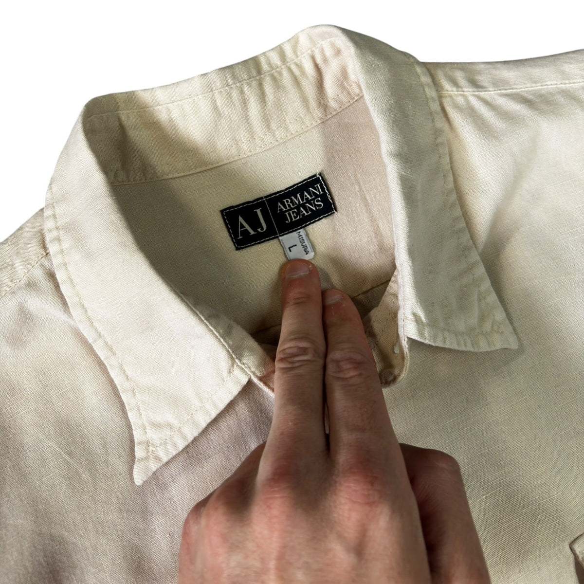 Armani Jeans 00’s Dual Pocket Linen Shirt L | Large, Cream