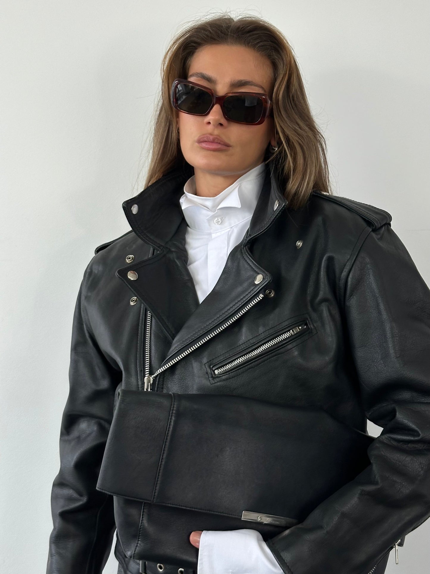 Vintage 1990s Leather Biker Jacket - M
