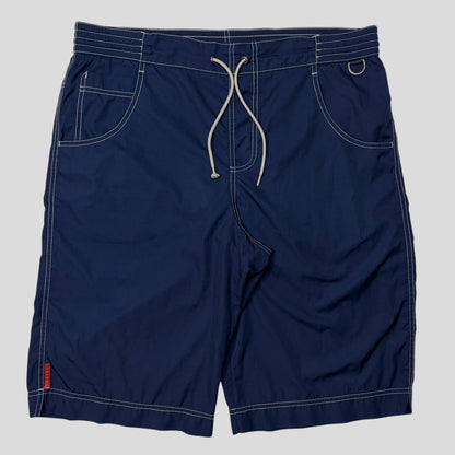 Prada Sport 00’s Nylon Contrast Stitch Baggy Board Shorts - M/L | Default Title, Multicoloured