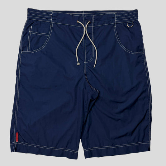 Prada Sport 00’s Nylon Contrast Stitch Baggy Board Shorts - M/L | Default Title, Multicoloured