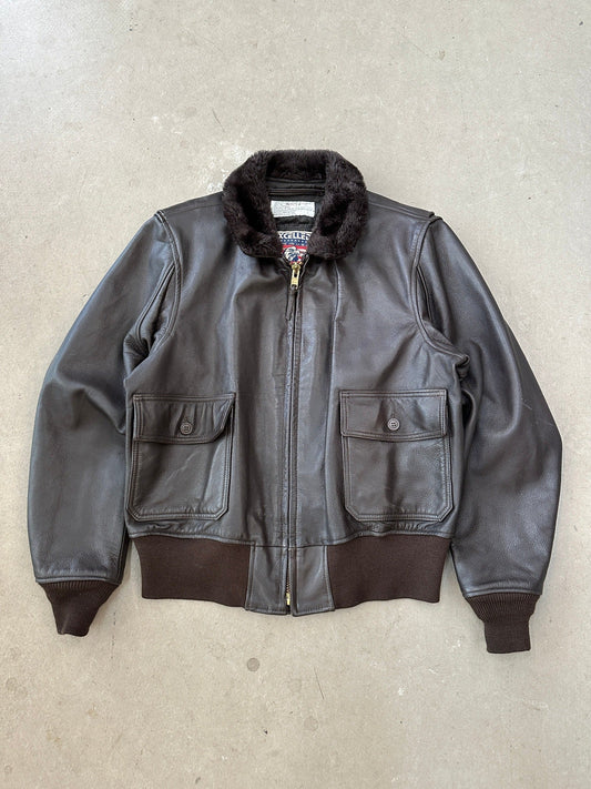 2000 Excelled G-1 Leather Flight Jacket - L | Large, Red