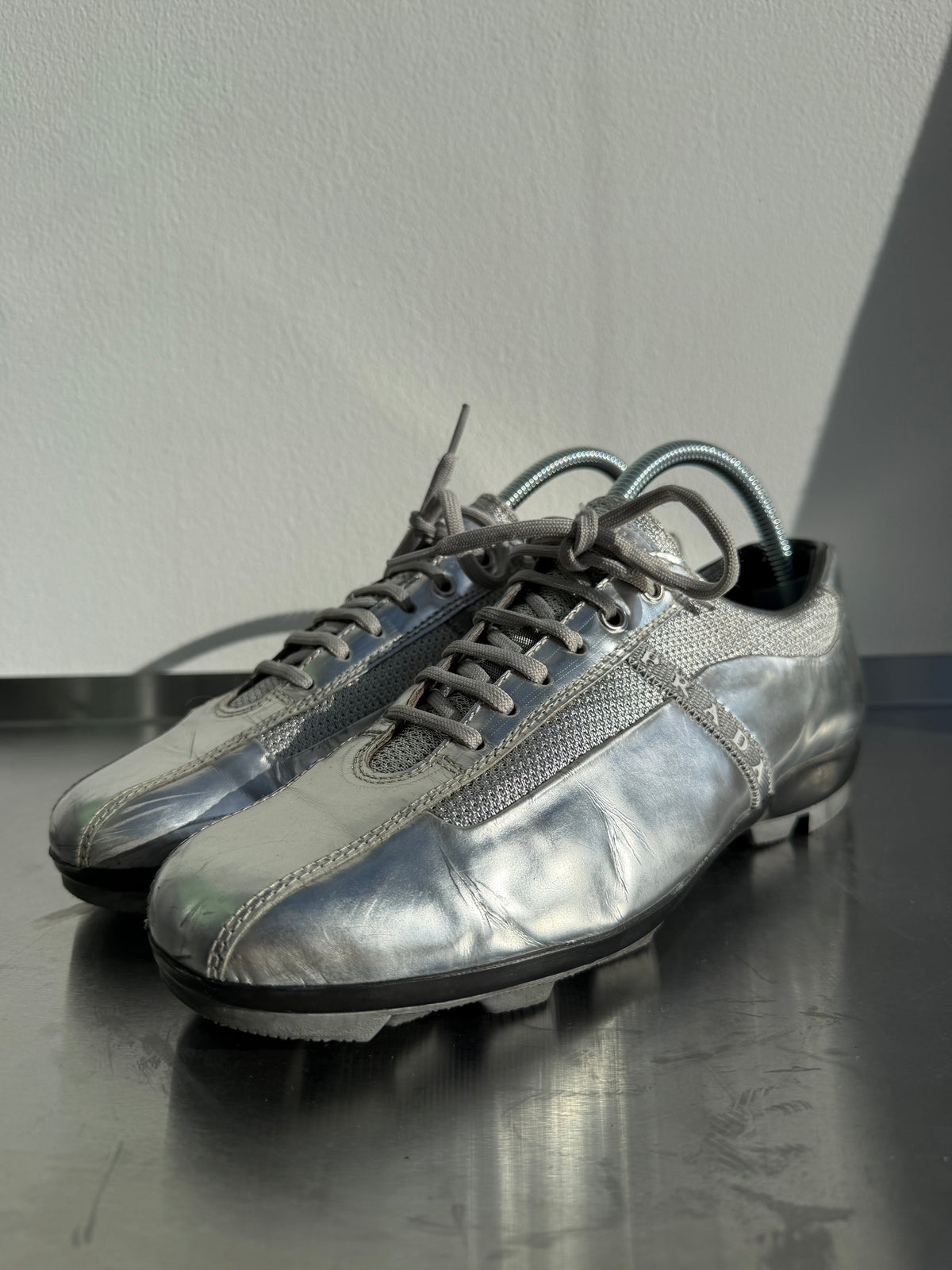Prada Sport 00s Metallic Trainers | UK 37.5, Metallic Silver