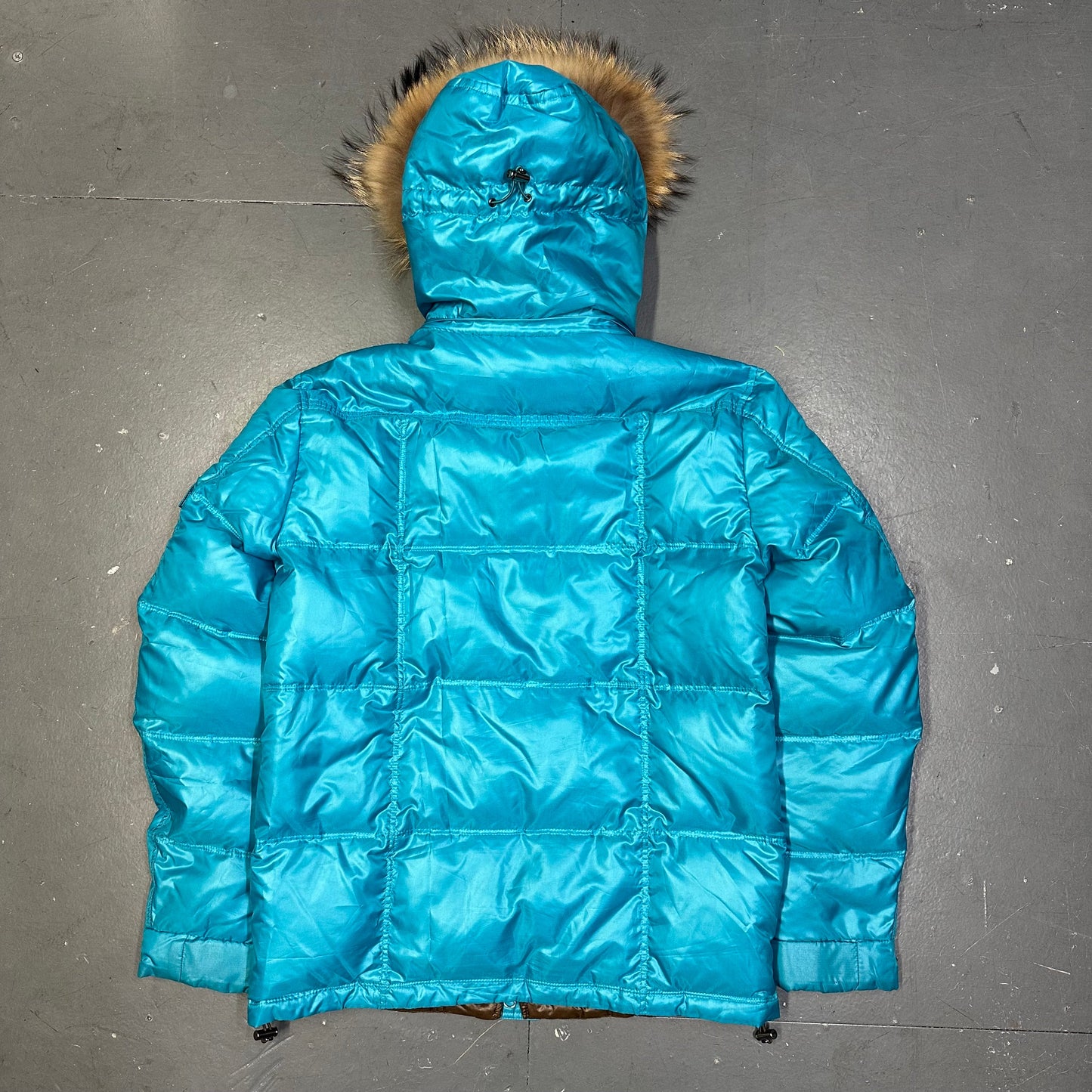 Takeo Kikuchi Puffer Jacket With Fur Hood In Blue ( S )