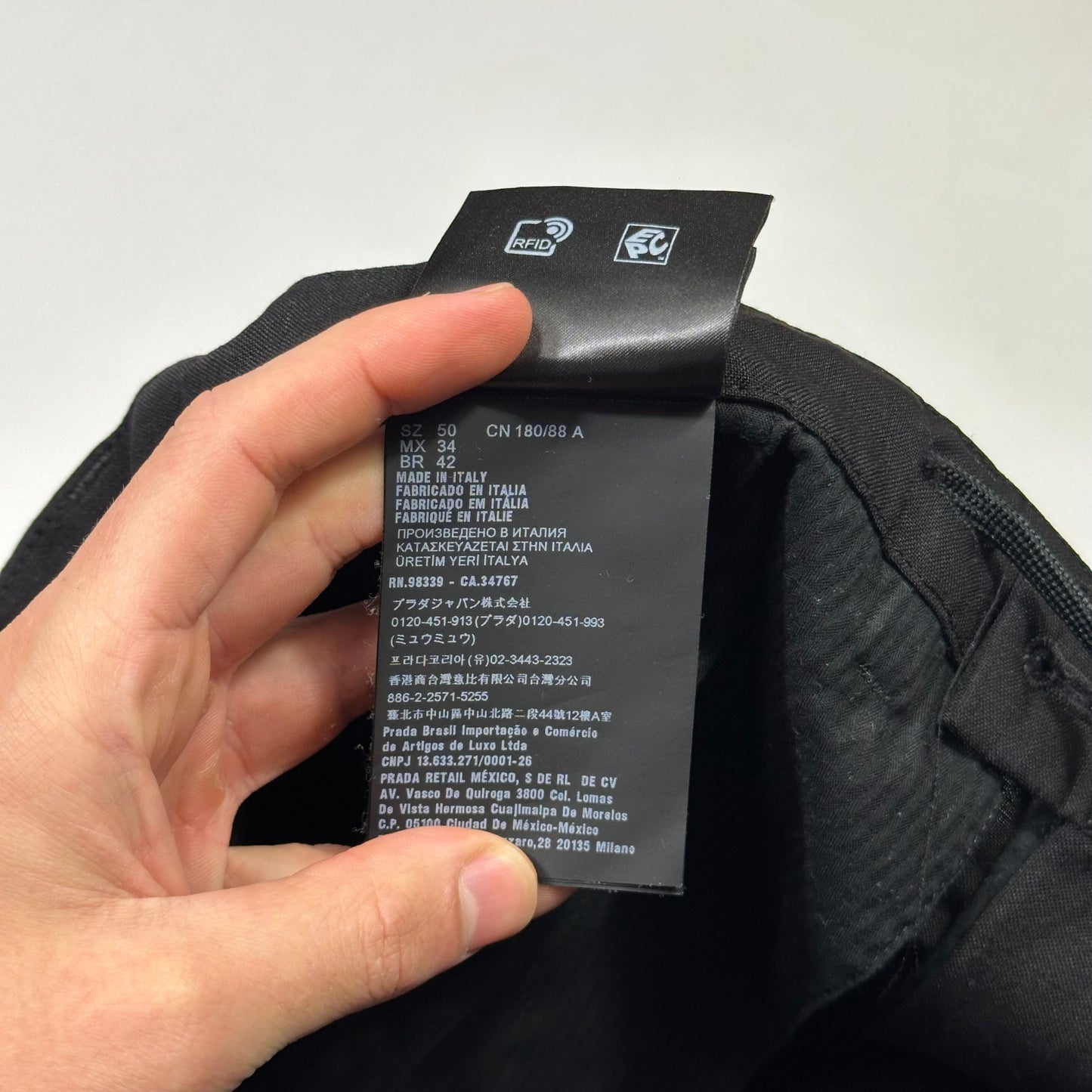 Prada Milano 2022 Mohair & Wool Striped Plaque Logo Trousers - IT50 (L)