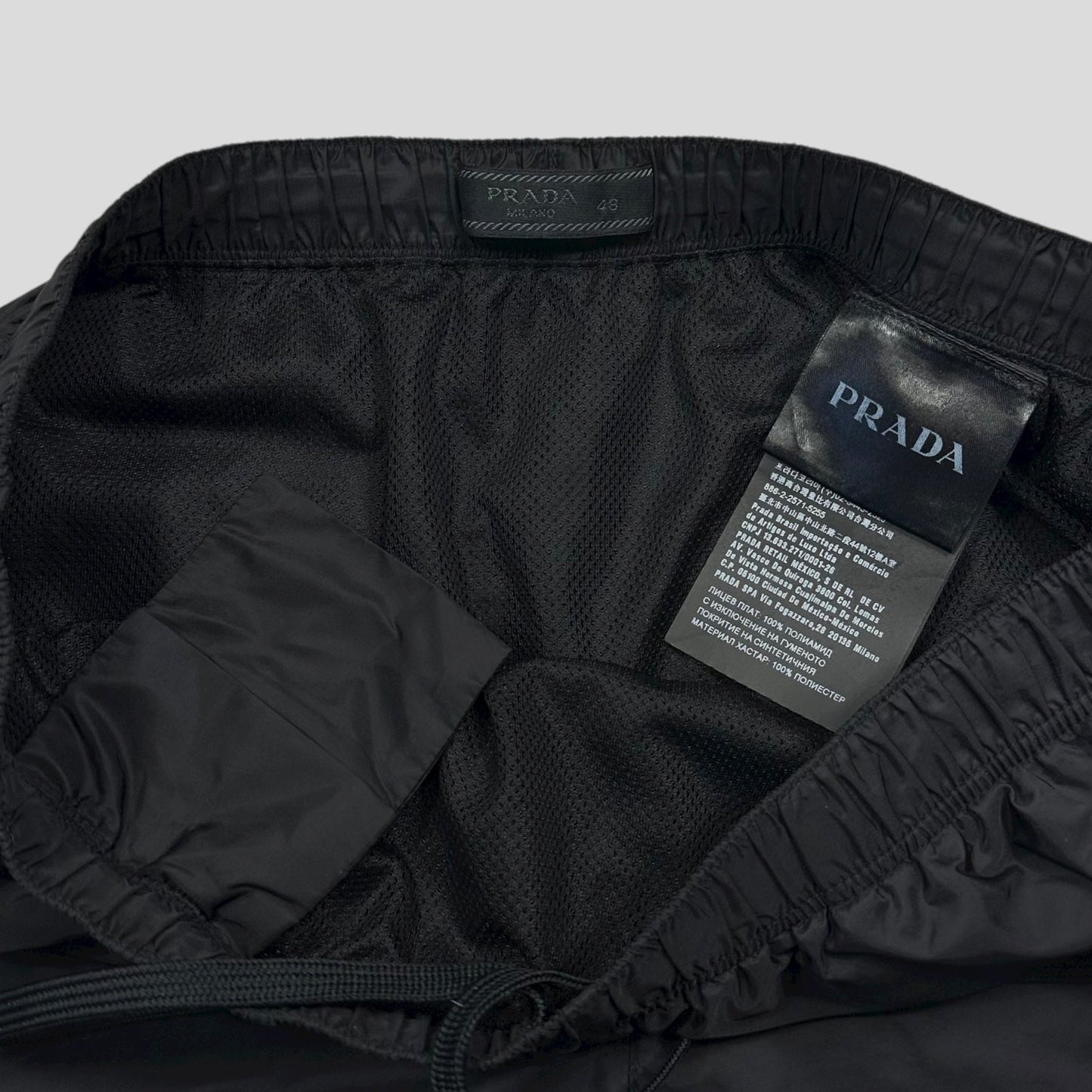 Prada Milano 2018 Black Nylon Red Tab Swim Shorts - IT48 (M)