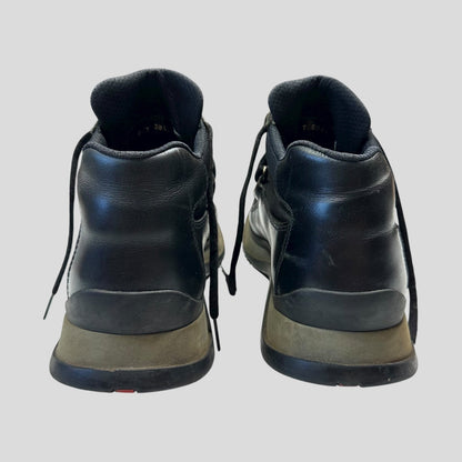 Prada Sport 00’s Leather + Mesh Strapped Combat Boots - UK8.5