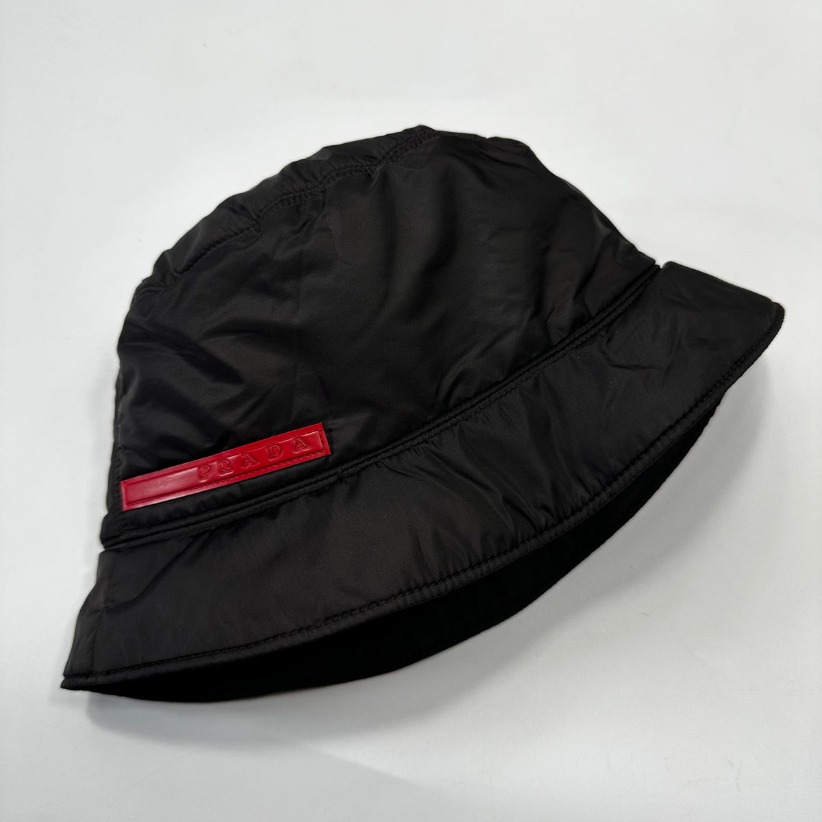 Prada Sport 1999 Nylon Padded Red Tab Bucket Hat - M/L | O/S, Red